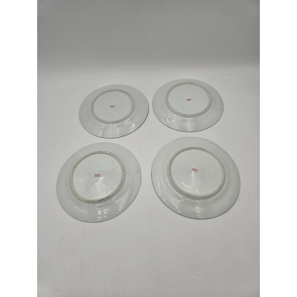 Vintage Japan Peach periwinkle Blue Lusterware Iridescent salad Plates Set of 4 - Picture 2 of 8